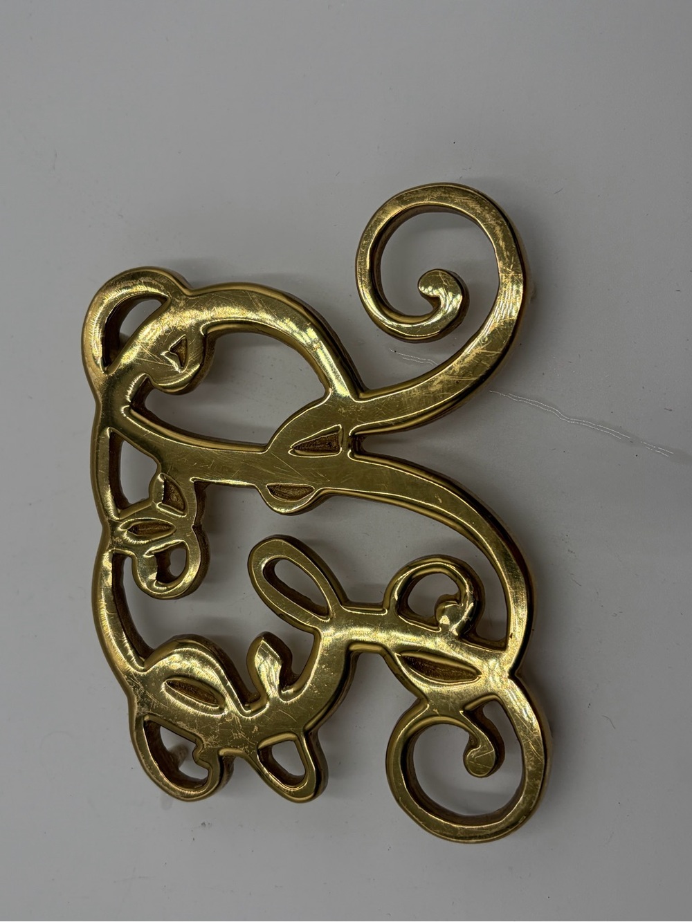 Ornate Gold Metal Wall Hook - Decorative Scroll Accent